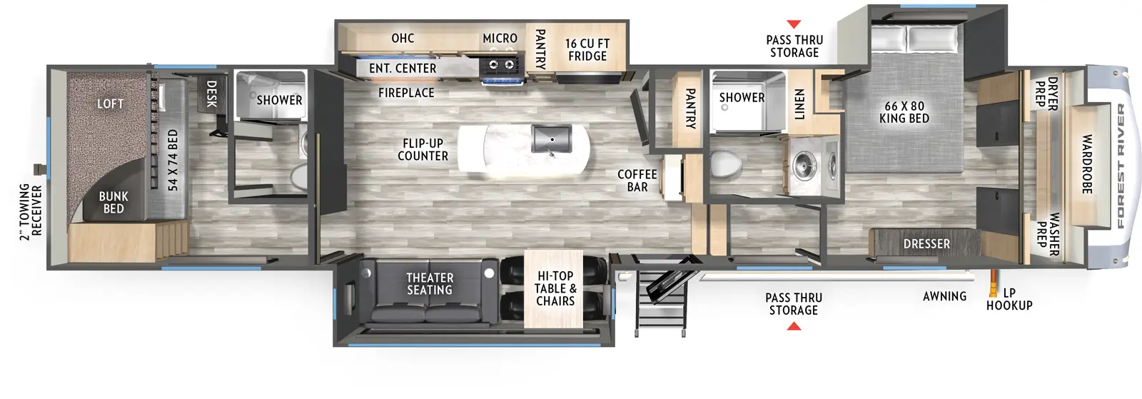 Wildcat Fifth Wheels 34CRIB Floorplan